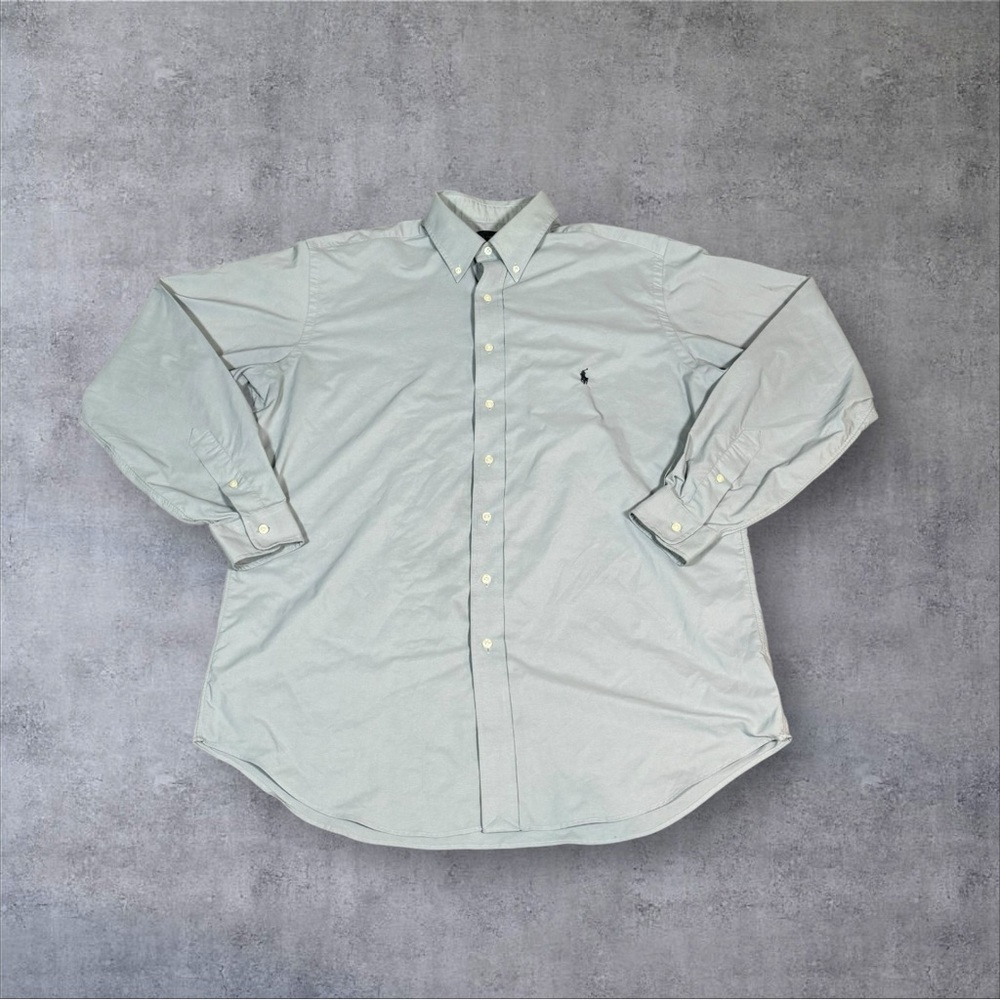 Ralph Lauren Performance LS Button Down Shirt Size Large Tall Nylon Blend Blue‎